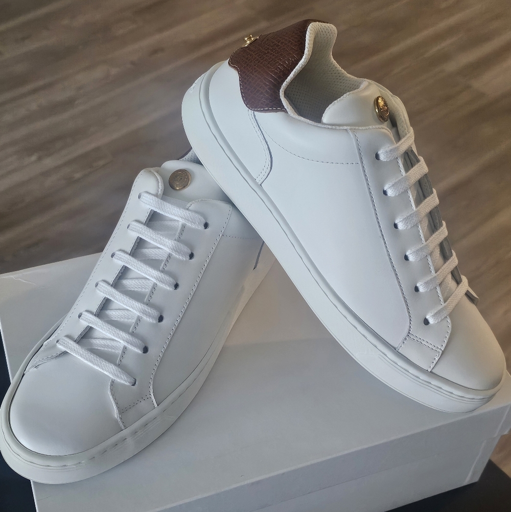 Longchamp White Sneakers with Brown Detail Size 37